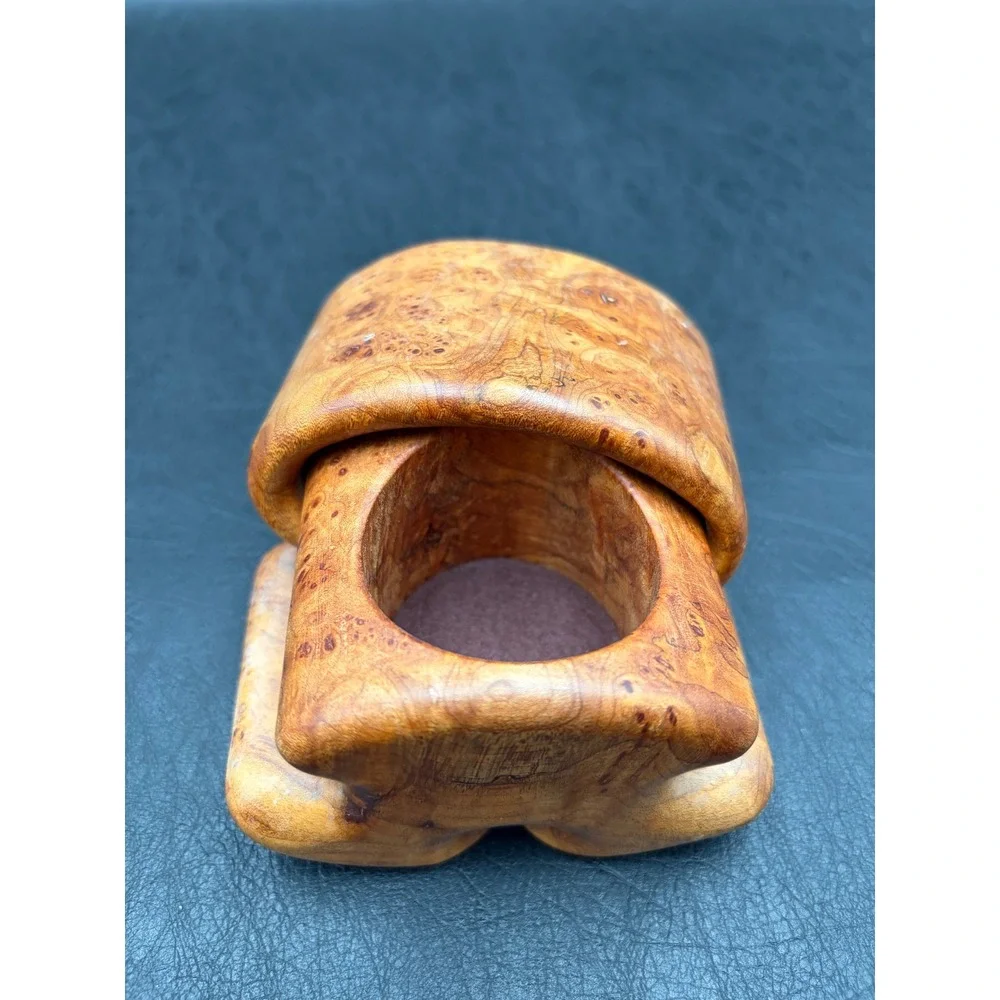 Fred Marilyn Buss Maple Burl Wood Jewelry Box Handcrafted Organic Puzzle Box